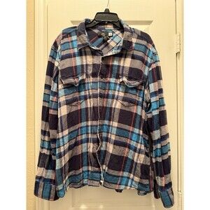 OP Ocean Pacific Flannel Shrit Mens Size 2XL Plaid Long Sleeve Button Up Cotton